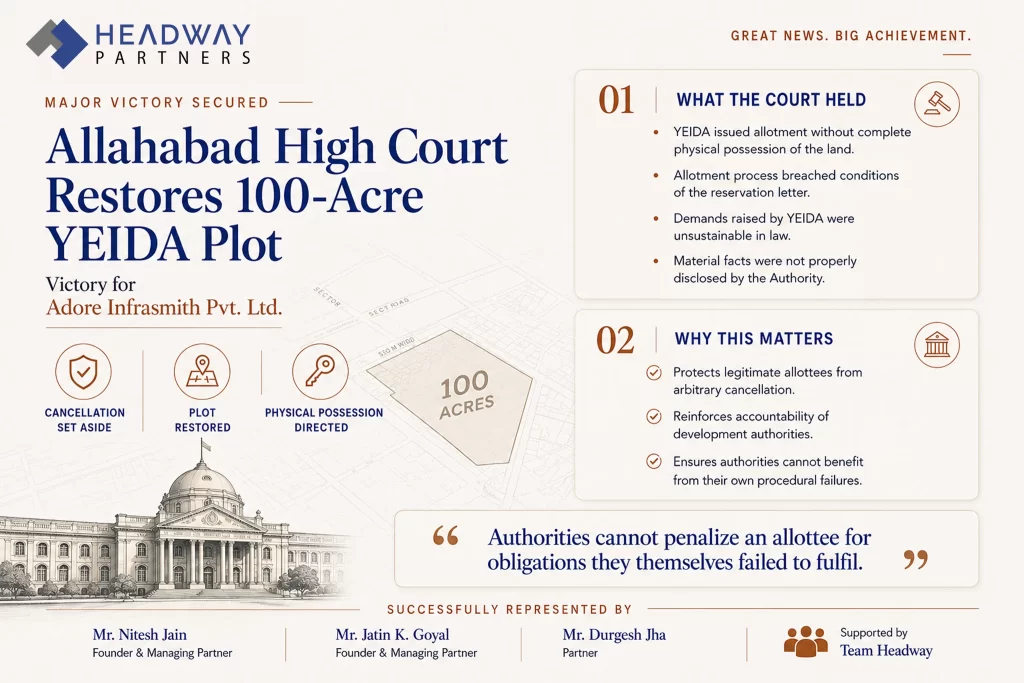 Major Victory Against YEIDA: Allahabad High Court Restores Cancelled 100-Acre Land Allotment