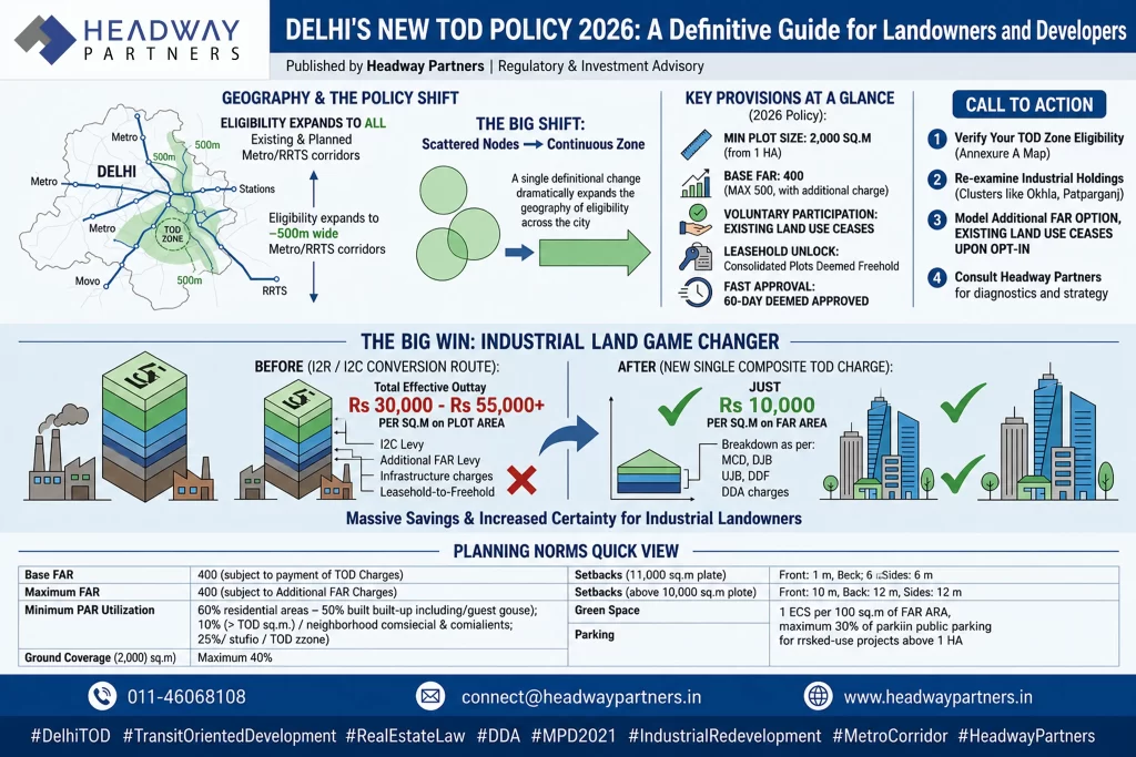Delhi TOD Policy 2026: Why the Economics of Metro Adjacent Land Have Fundamentally Changed