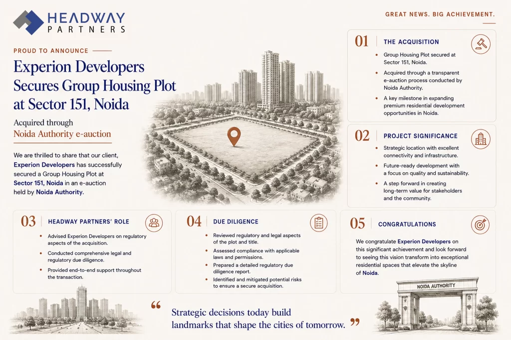 Headway Partners Assists Experion in Sector 151 Noida Plot Acquisition